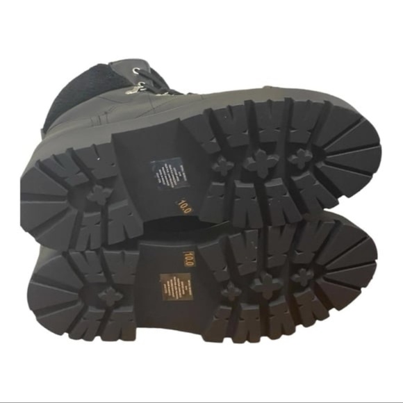 Steve Madden Women's Black Leather Chunky Moto Combat Snow Boot sz 10 - Picture 8 of 9